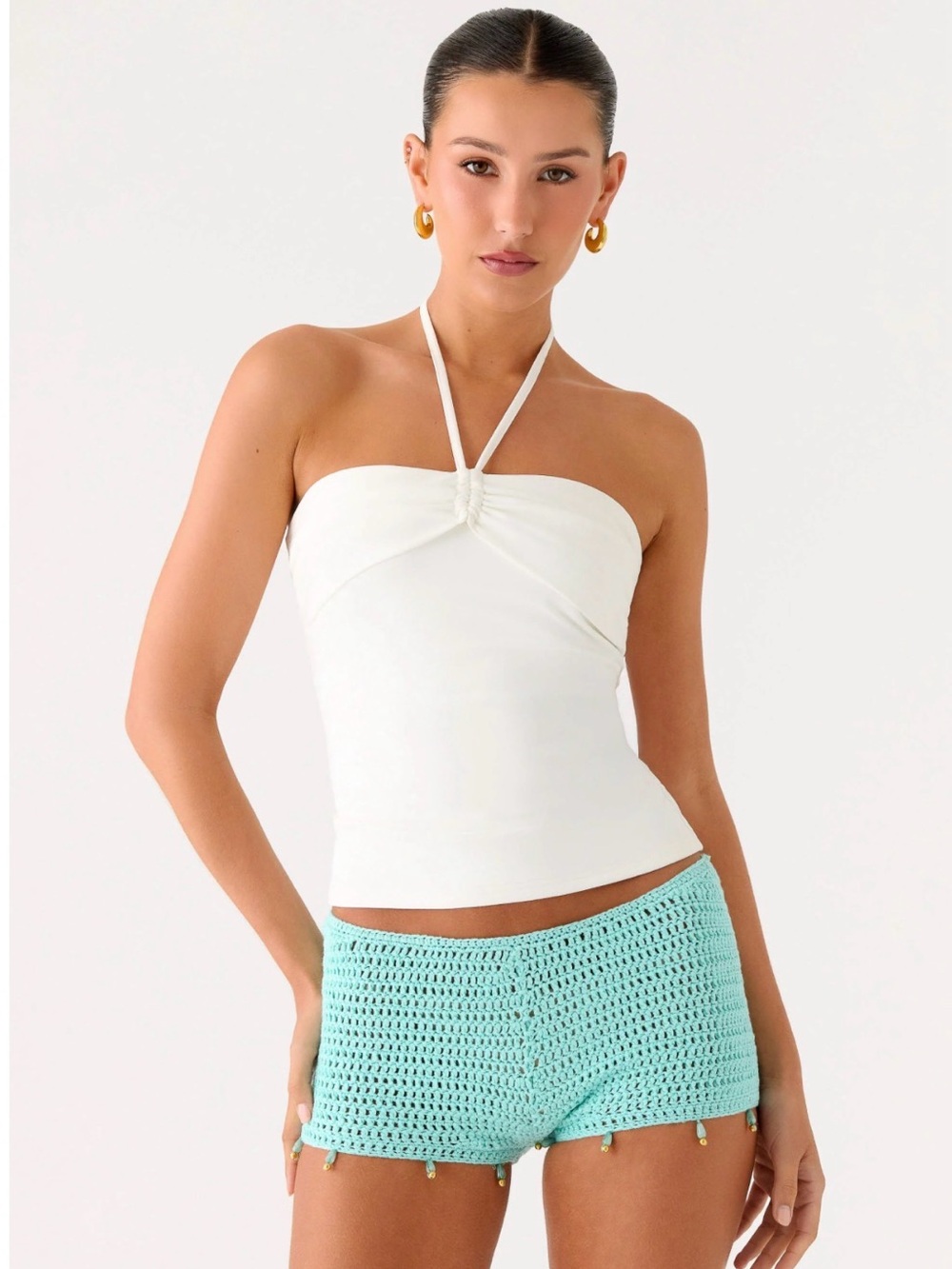 Peppermayo Idalia Beaded Crochet Shorts